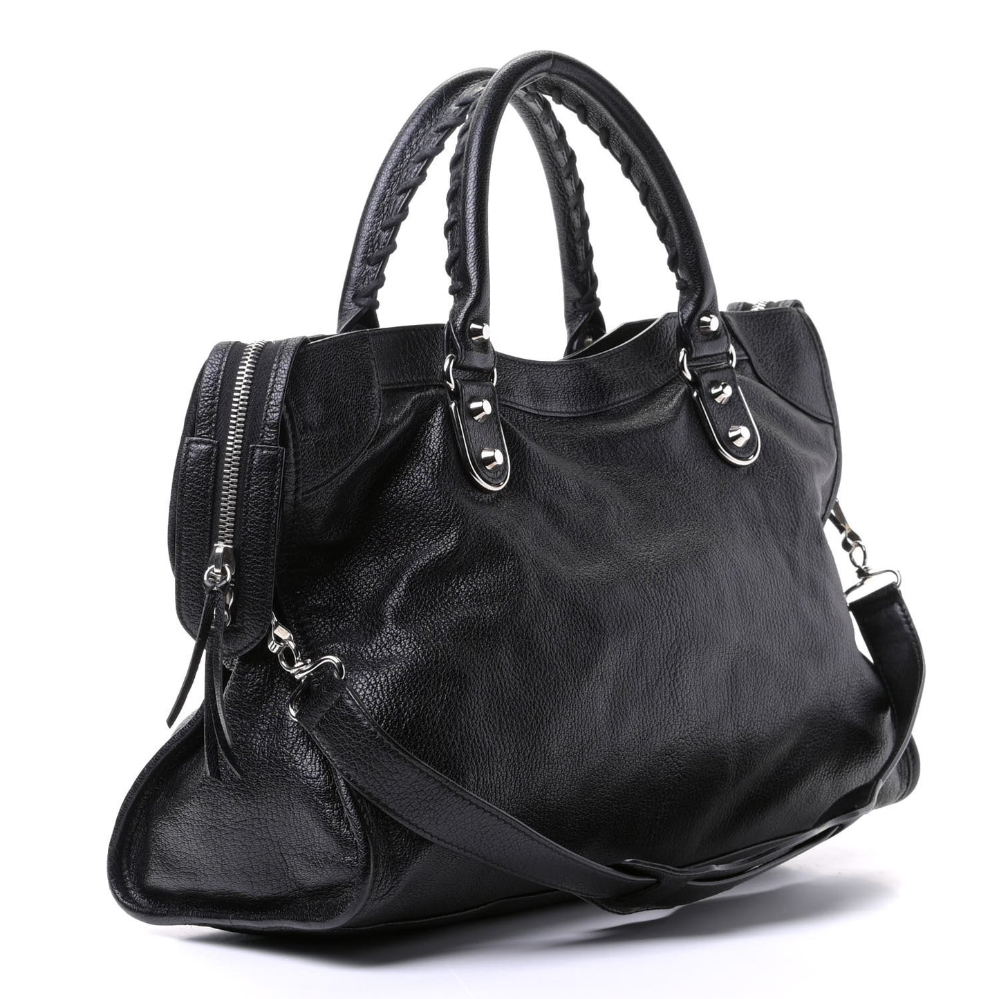 Chevre Silver Metallic Edge Hardware City Black