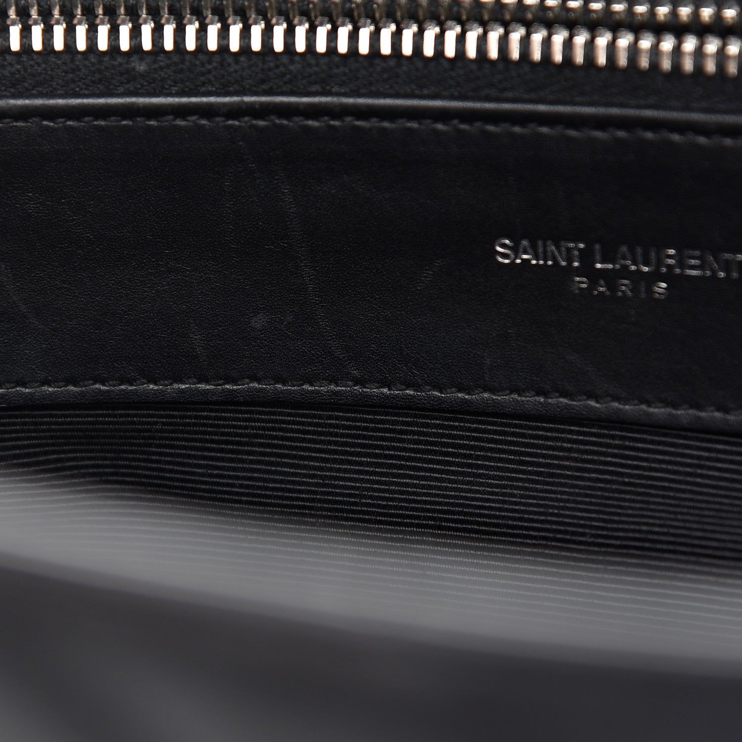 Saint Laurent Smooth Calfskin Matelasse Chevron Monogram Shopping Bag Black 10 of 13