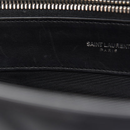 Saint Laurent Smooth Calfskin Matelasse Chevron Monogram Shopping Bag Black 10 of 13