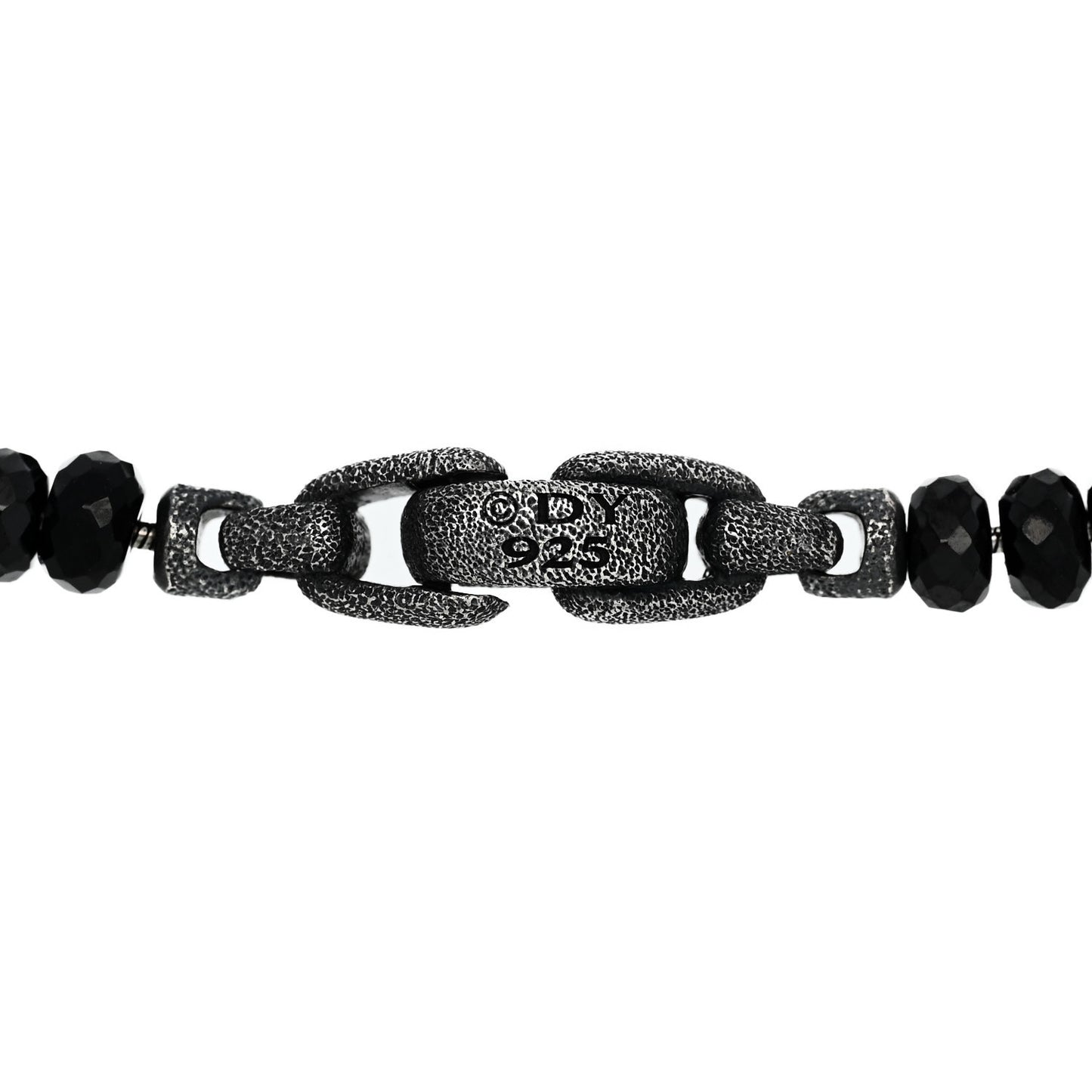 Sterling Silver Black Spinel 5mm Spiritual Beads Skull Station Bracelet