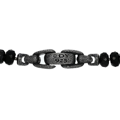 David Yurman Sterling Silver Black Spinel 5mm Spiritual Beads Skull Station Bracelet 3 of 4