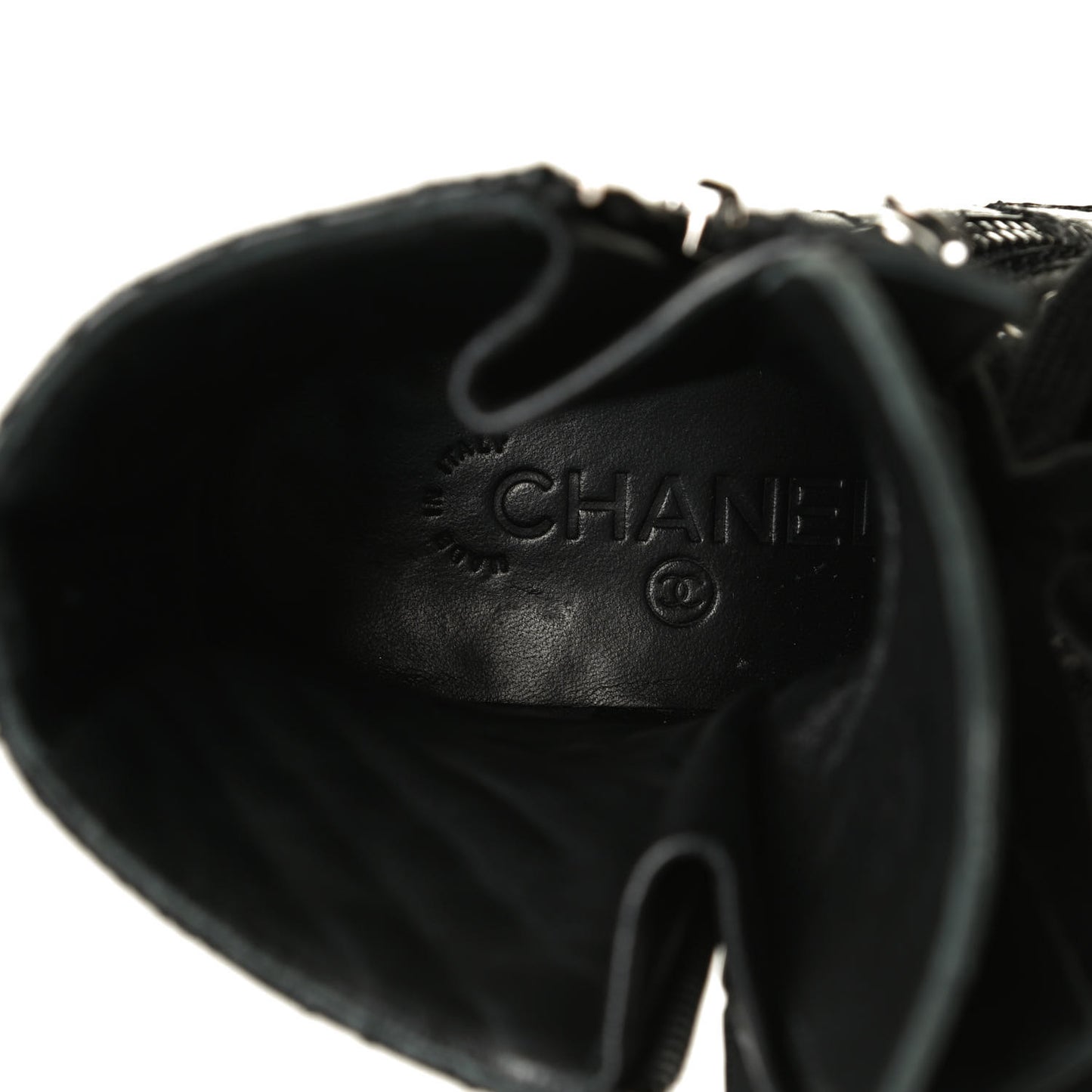Calfskin Quilted Lace Up Combat Boots 36 Black