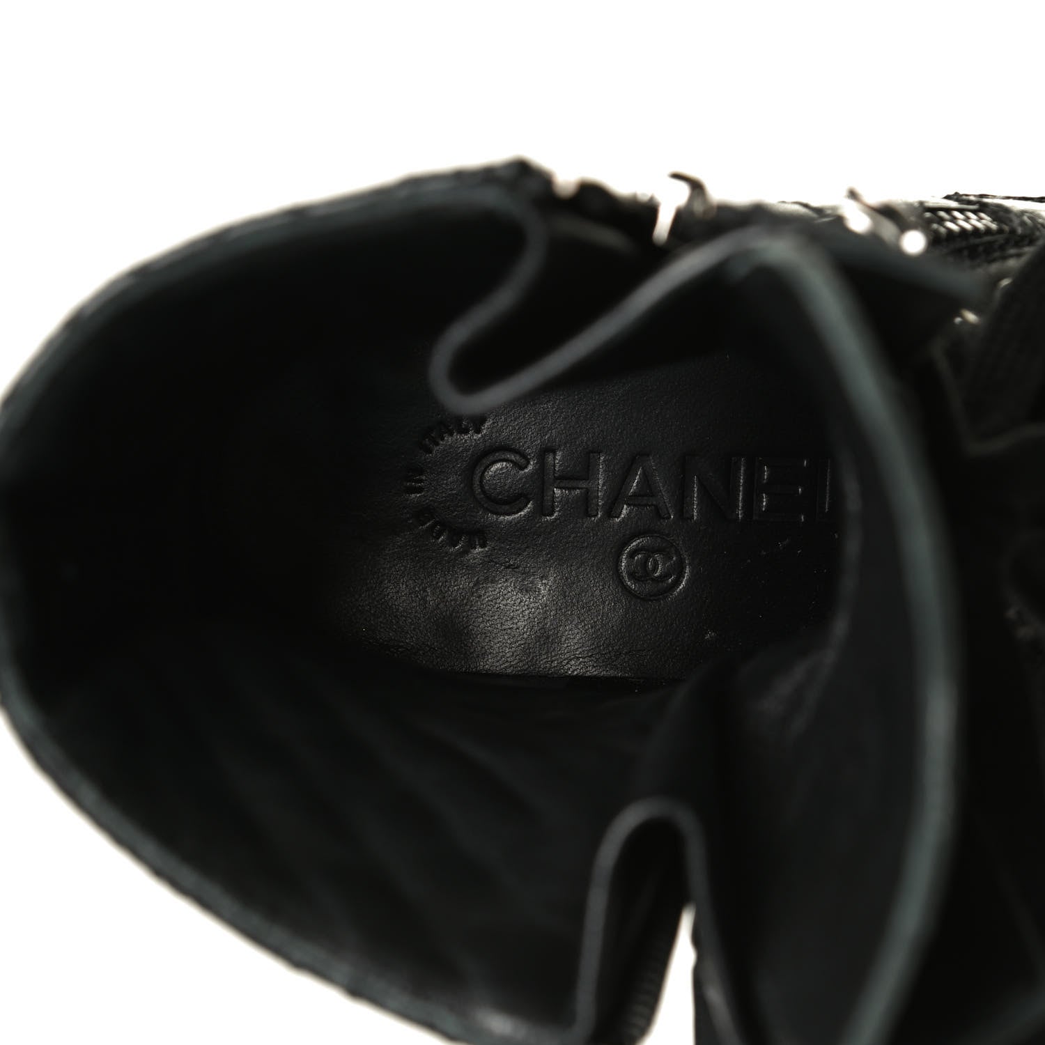 Chanel Calfskin Quilted Lace Up Combat Boots 36 Black 7 of 9