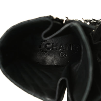 Chanel Calfskin Quilted Lace Up Combat Boots 36 Black 7 of 9
