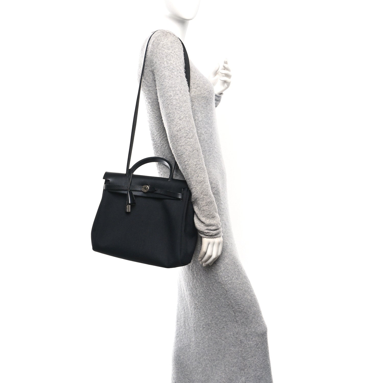 Hermes Military Toile Vache Hunter Herbag Zip Retourne 31 PM Black 2 of 11