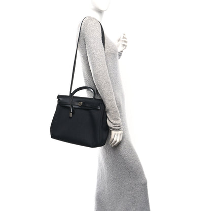Hermes Military Toile Vache Hunter Herbag Zip Retourne 31 PM Black 2 of 11
