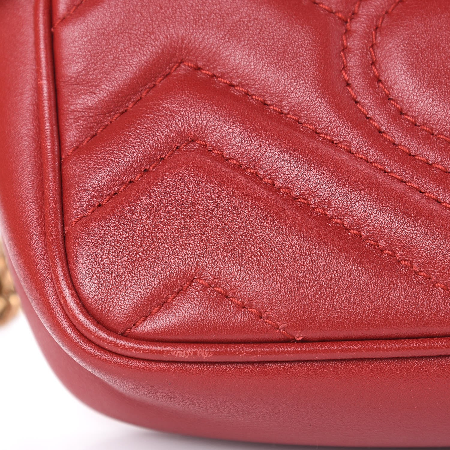 Gucci Calfskin Matelasse Super Mini GG Marmont Shoulder Bag Hibiscus Red 13 of 16