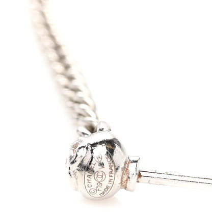 Chanel Baguette Crystal CC Drop Earrings Silver 4 of 4