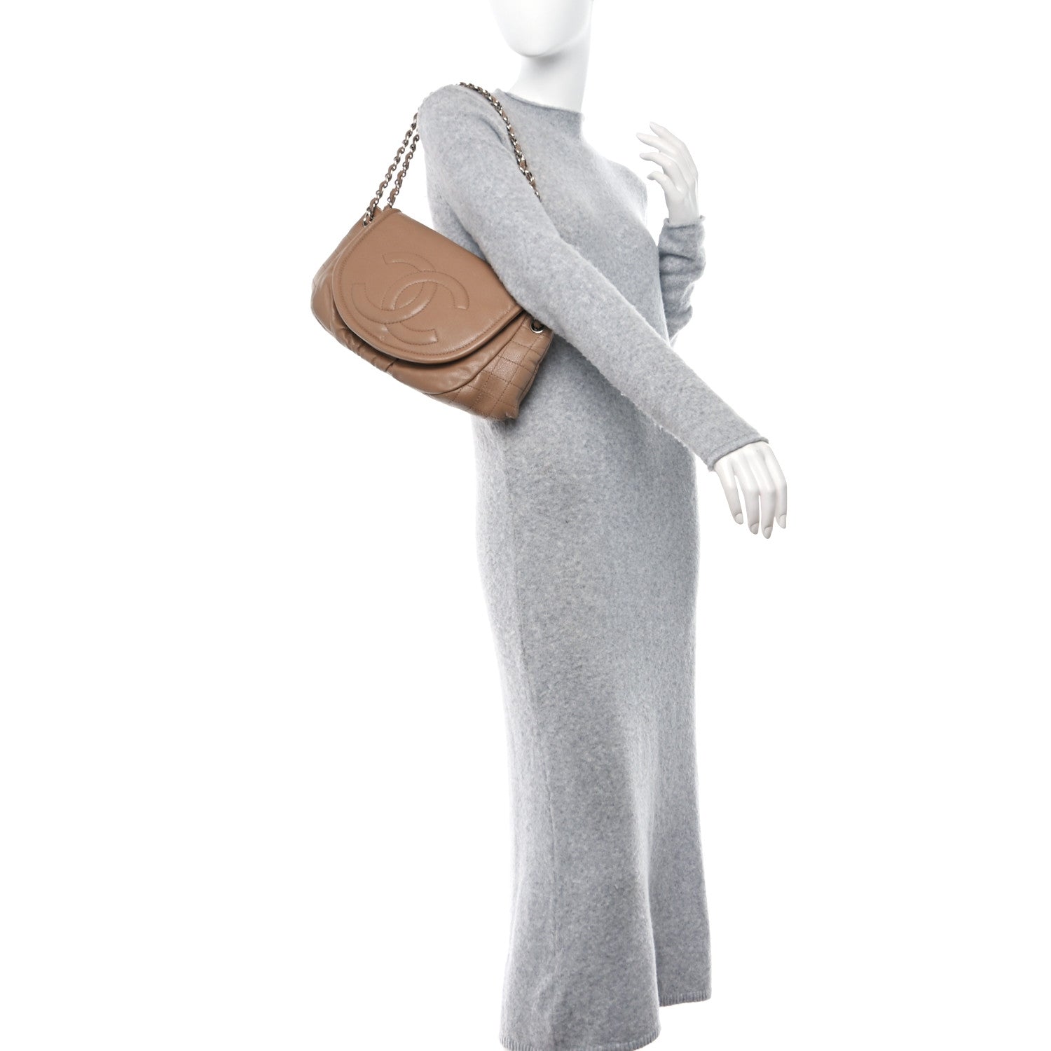 Chanel Caviar Large Half Moon Flap Dark Beige 2 of 14