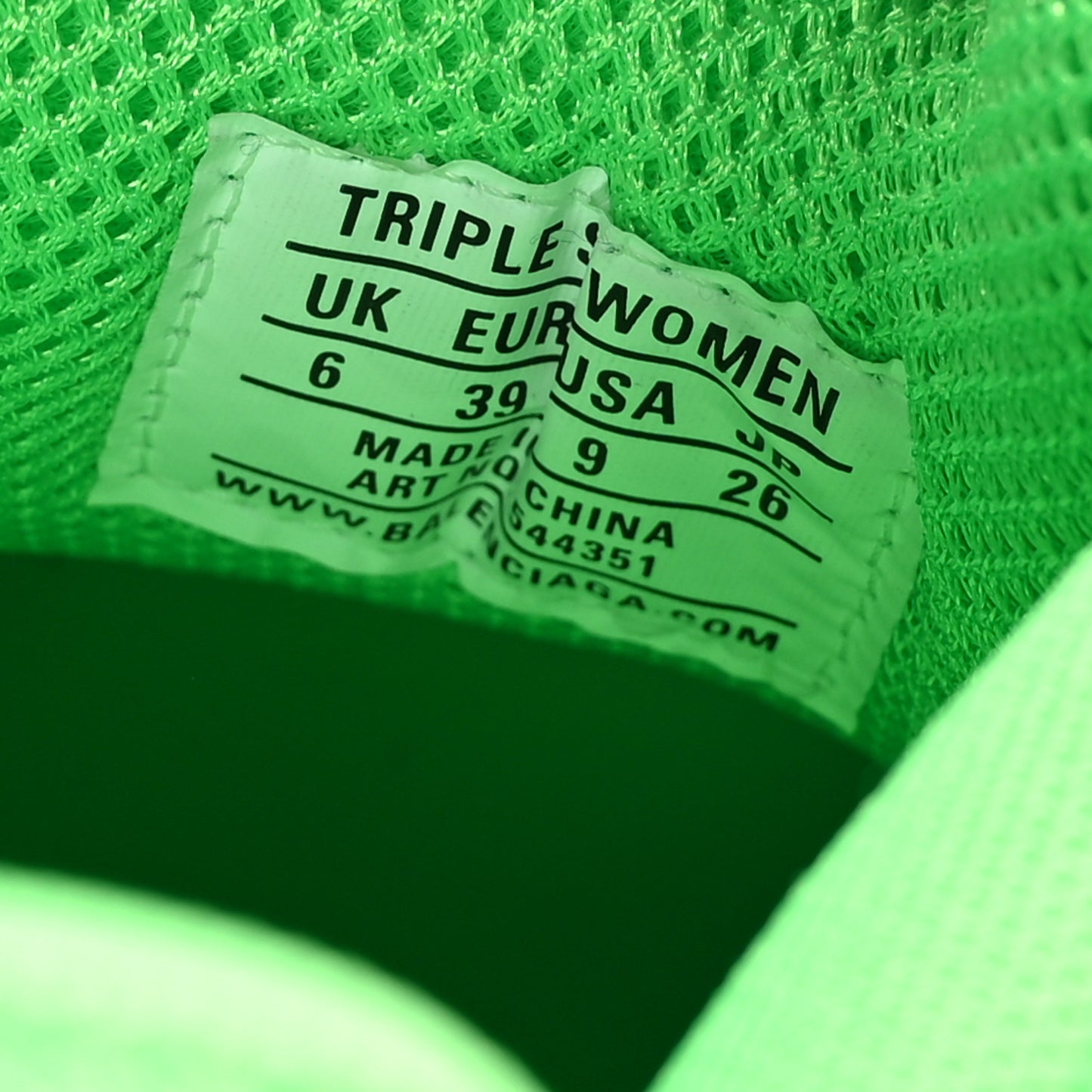 Fabric Mesh Clear Sole Womens Triple S Sneakers 39 Fluo Green