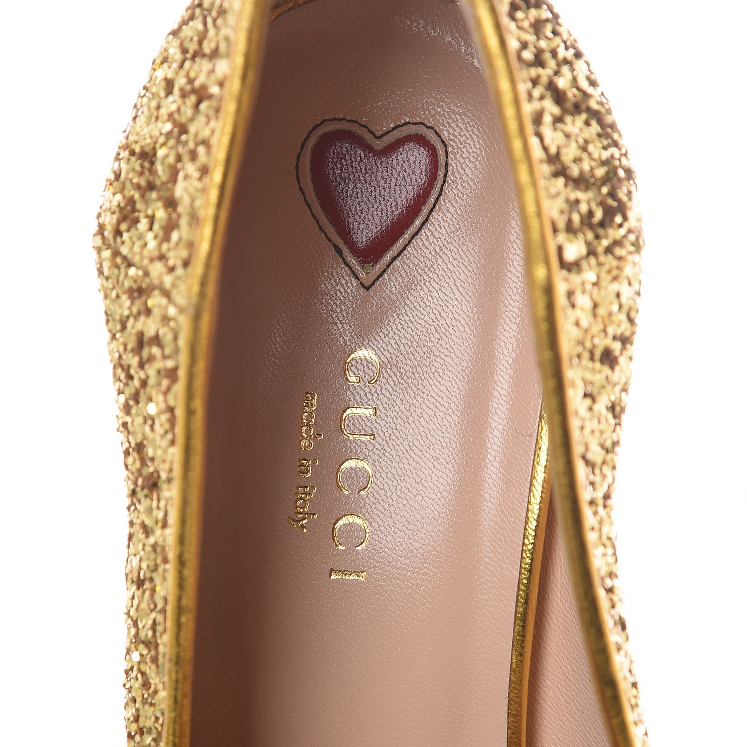 Gucci Glitter Nappa Web Peyton 75mm Loafer Pumps 39 Oro Vecchio 7 of 10