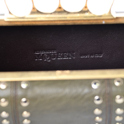 Alexander McQueen Nappa Skull Studded Knuckle Box Clutch Green 6 of 8