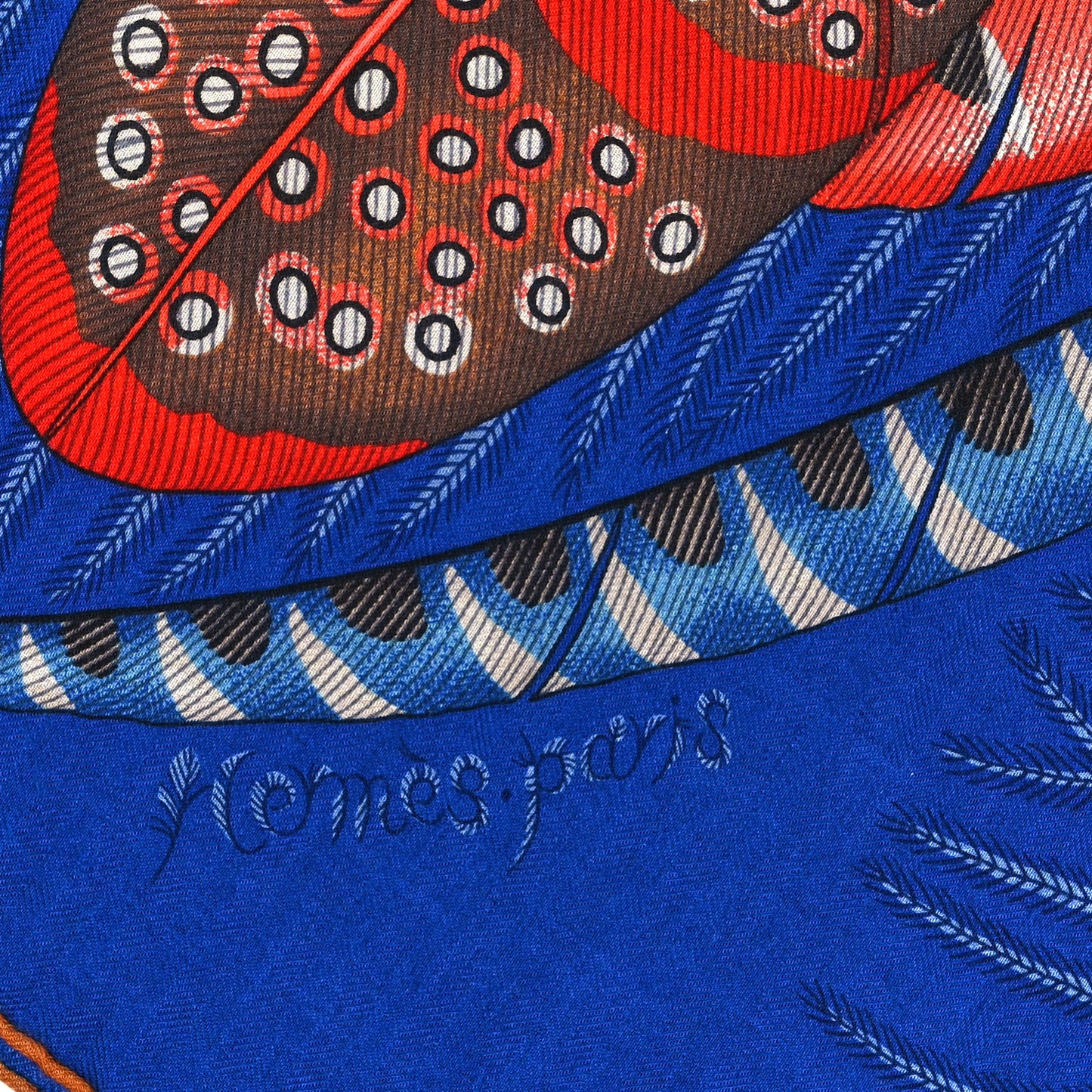 Cashmere Silk Plumes En Fete Shawl 140 Bleu Roy Jaune Rouge