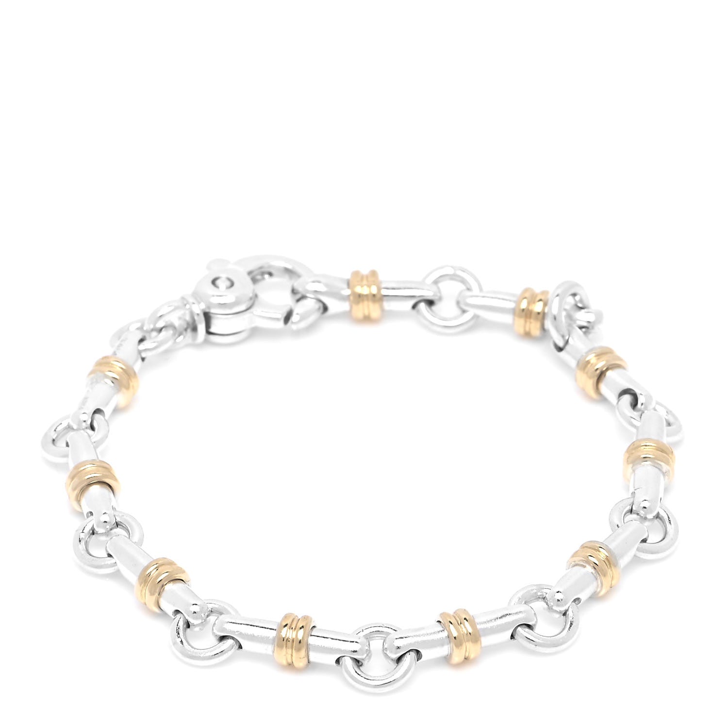 Tiffany Sterling Silver 18K Yellow Gold Bar Link Bracelet 1 of 5