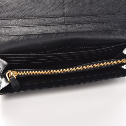 Prada Saffiano Continental Flap Wallet Black 5 of 7
