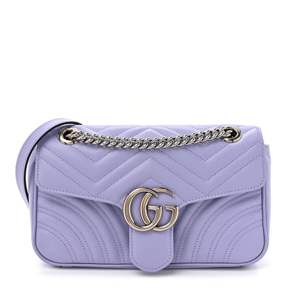 Gucci Calfskin Matelasse Small GG Marmont Shoulder Bag Lapis 1 of 10