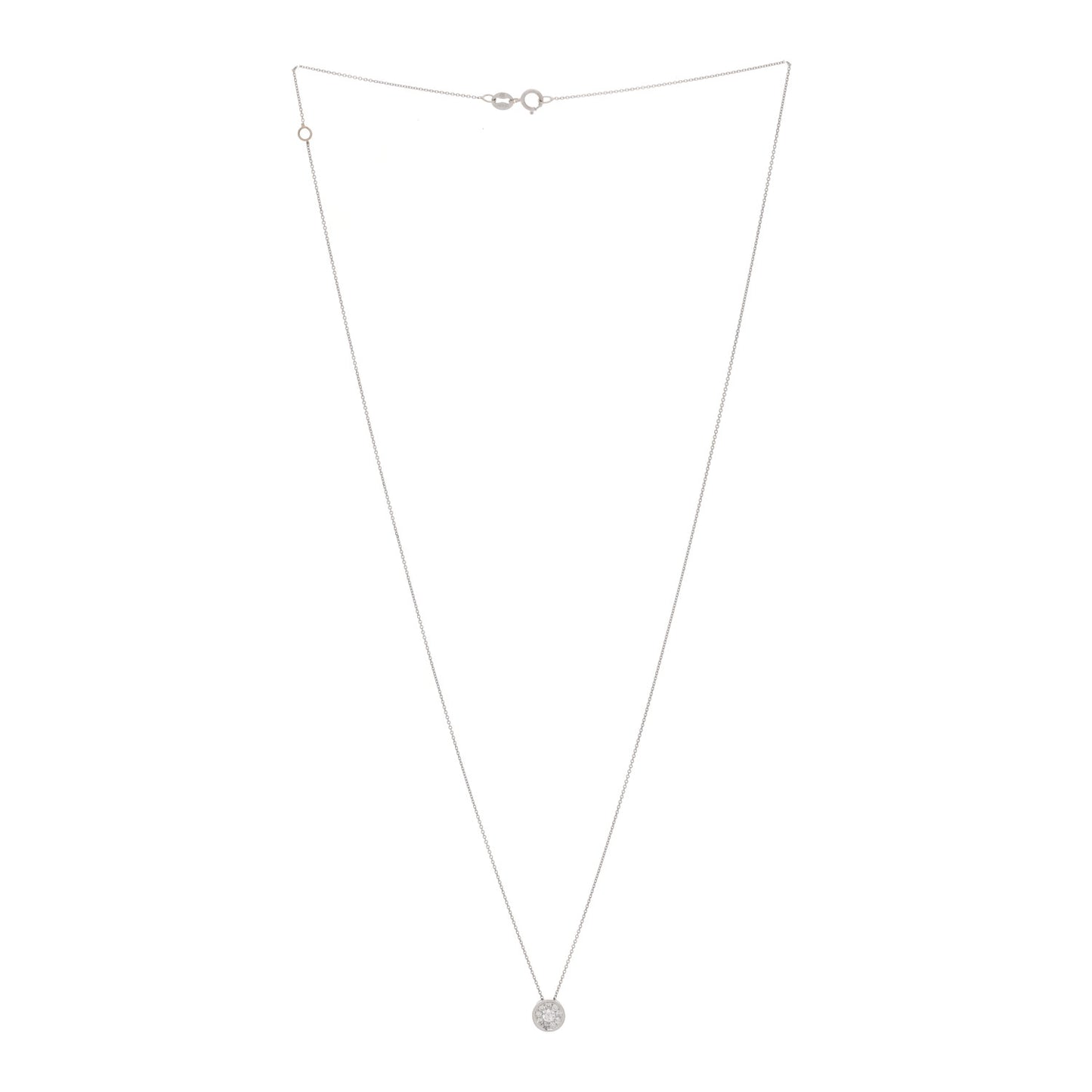 14K White Gold Diamond .17ctw Round Pave Pendant Necklace