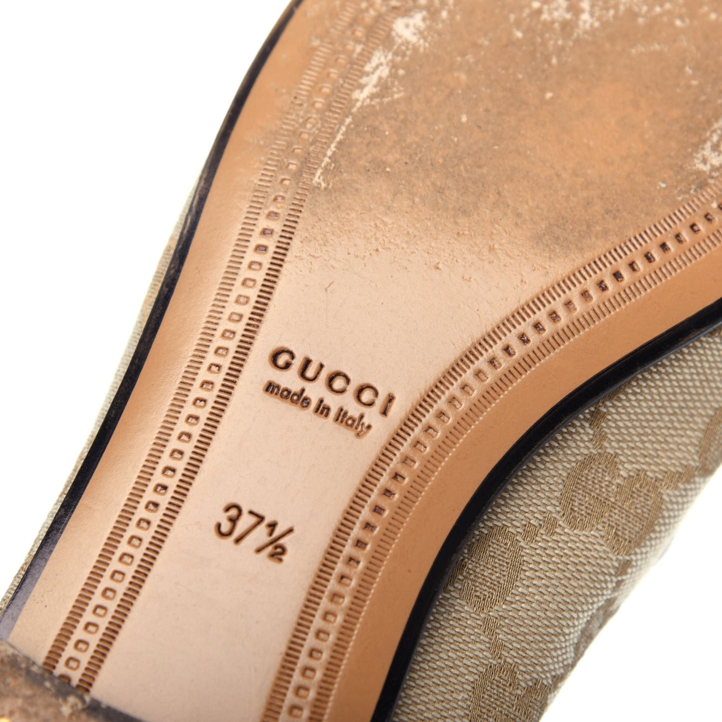 Canvas GG Monogram Horsebit Womens Jordaan Loafers 37.5 New Sand Friky Taupe