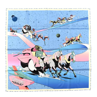 Hermes Silk Space Derby Scarf 90 Bleu Ciel Rose Vert Amande 1 of 6
