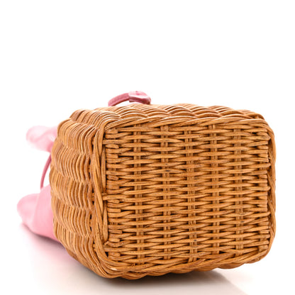 Miu Miu Grace Lux Calfskin Rattan Woven Bucket Drawstring Crossbody Bag Begonia Miel 4 of 10