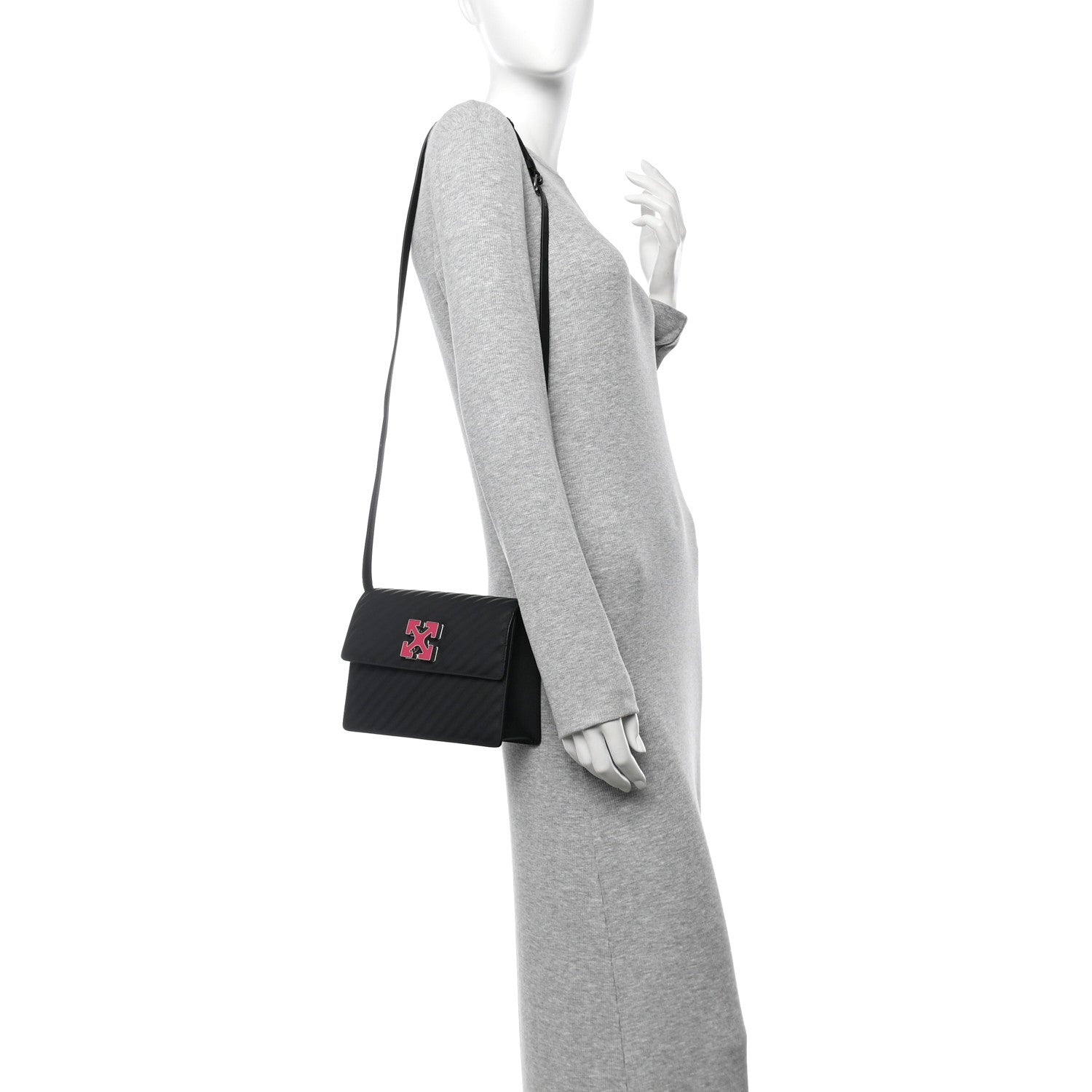 Off-White Calfskin Diagonal Quilted Jitney 2.0 Crossbody Bag Black 2 of 9