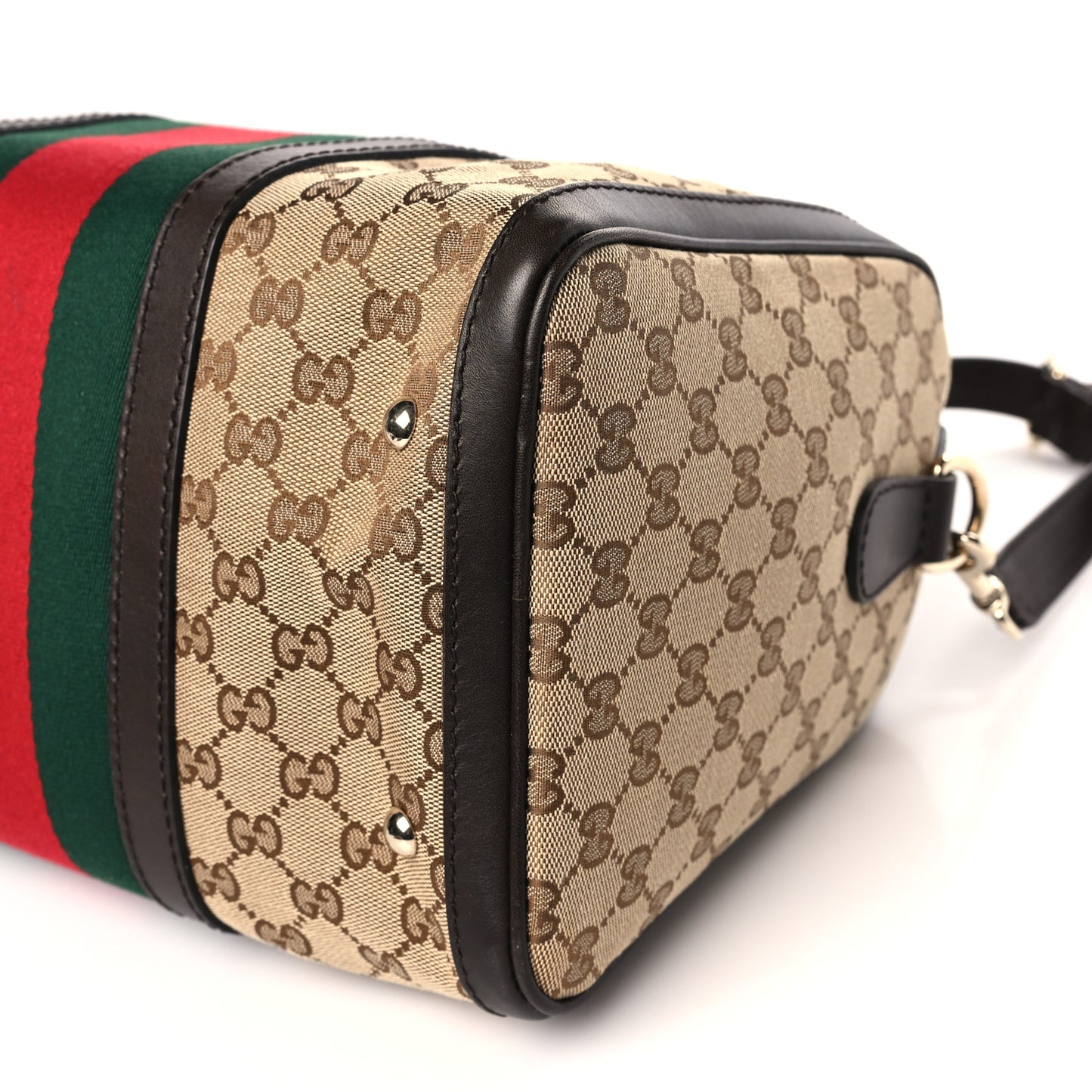 Monogram Selleria Calfskin Vintage Web Medium Boston Beige Ebony Cocoa