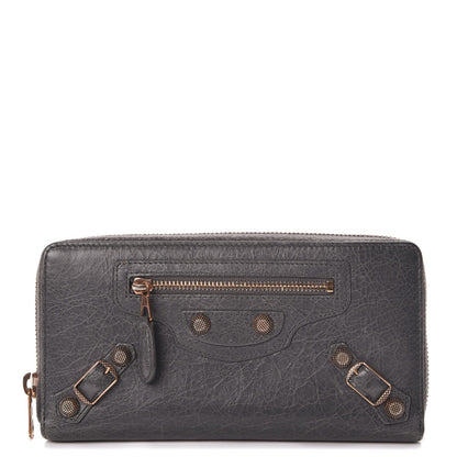 Balenciaga Agneau Giant 12 Rose Gold Hardware Continental Zip Around Wallet Gris Tarmac 1 of 9