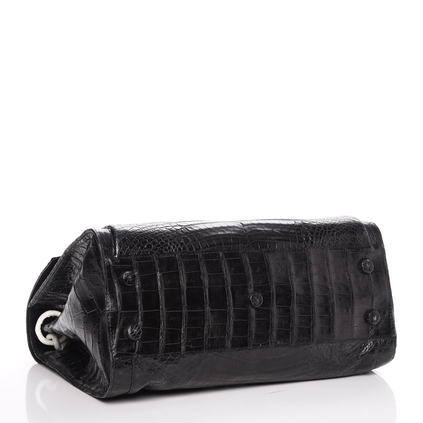 Crocodile Chain Flap Bag Black