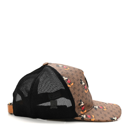 Gucci X DISNEY Mini Vintage GG Supreme Monogram Mickey Mouse Baseball Hat XL Beige Vintage Sun Oil 5 of 11