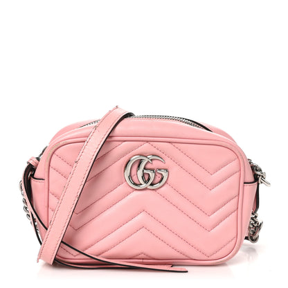 Gucci Calfskin Matelasse Mini GG Marmont Chain Shoulder Bag Wild Rose 1 of 16