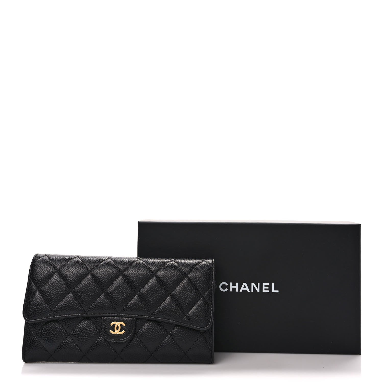 Chanel Caviar Quilted Large Gusset Flap Wallet Black 9 of 9