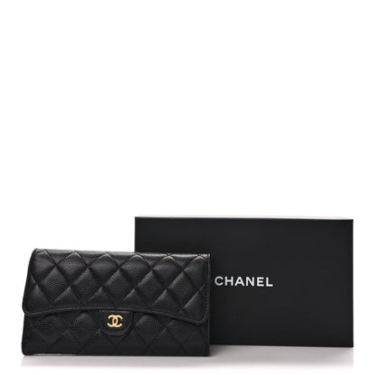 Chanel Caviar Quilted Large Gusset Flap Wallet Black 9 of 9