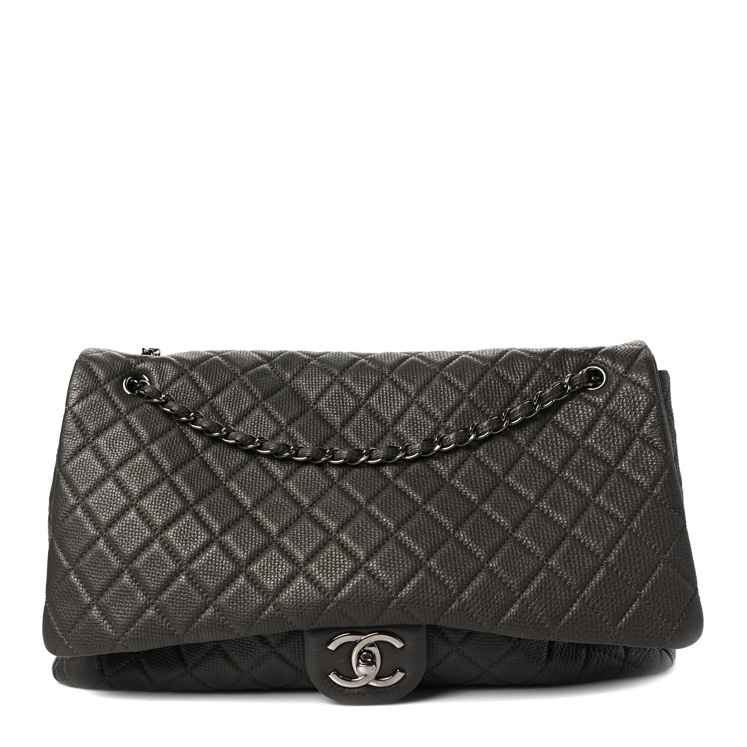 Chanel Calfskin Quilted XXL Travel Flap Bag Khaki 1 of 7