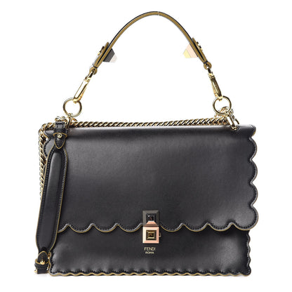 Fendi Vitello Liberty Scalloped Studded Kan I Shoulder Bag Black 1 of 7