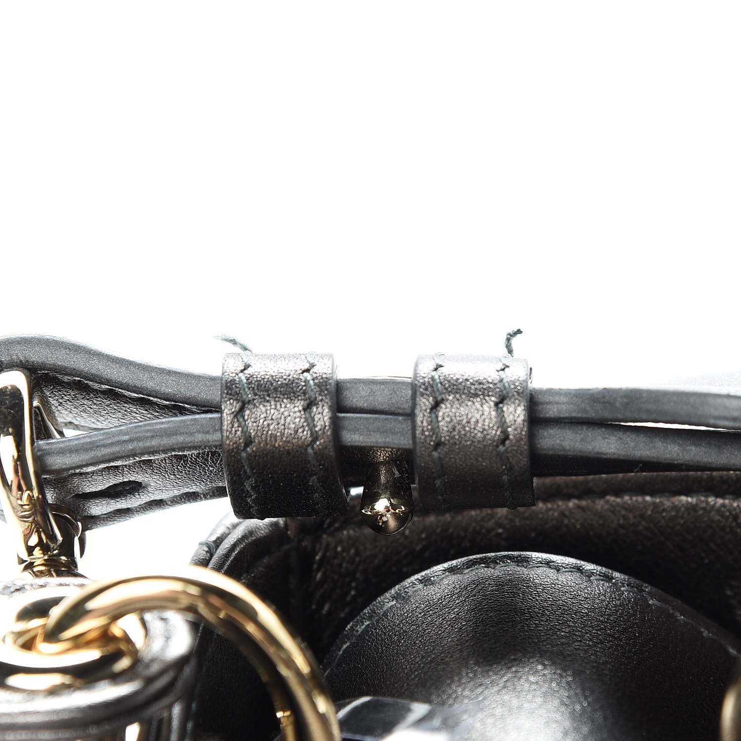 Christian Dior Metallic Grained Calfskin Cannage Small Lady Dior Gunmetal 11 of 11