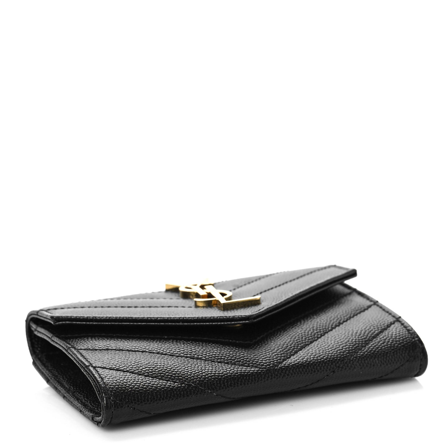Grain De Poudre Matelasse Chevron Small Monogram Envelope Wallet Black