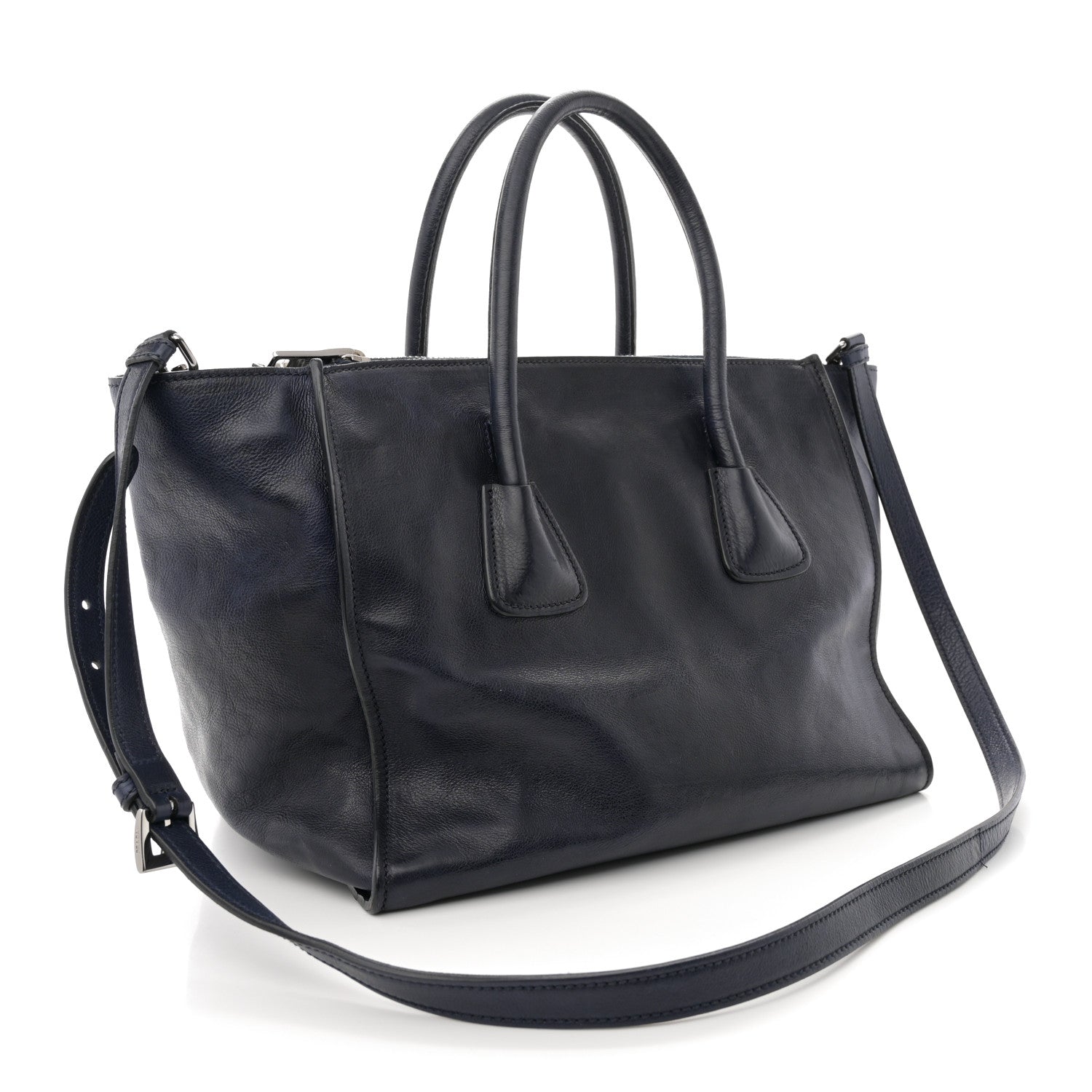 Prada Glace Calfskin Twin Pocket Tote Denim 3 of 16