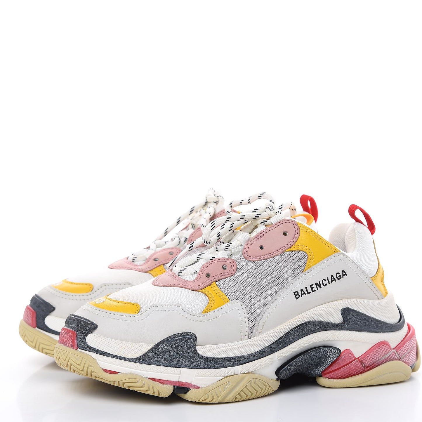 Mesh Nubuck Womens Triple S Sneakers 39 White Gris Jaune Rose
