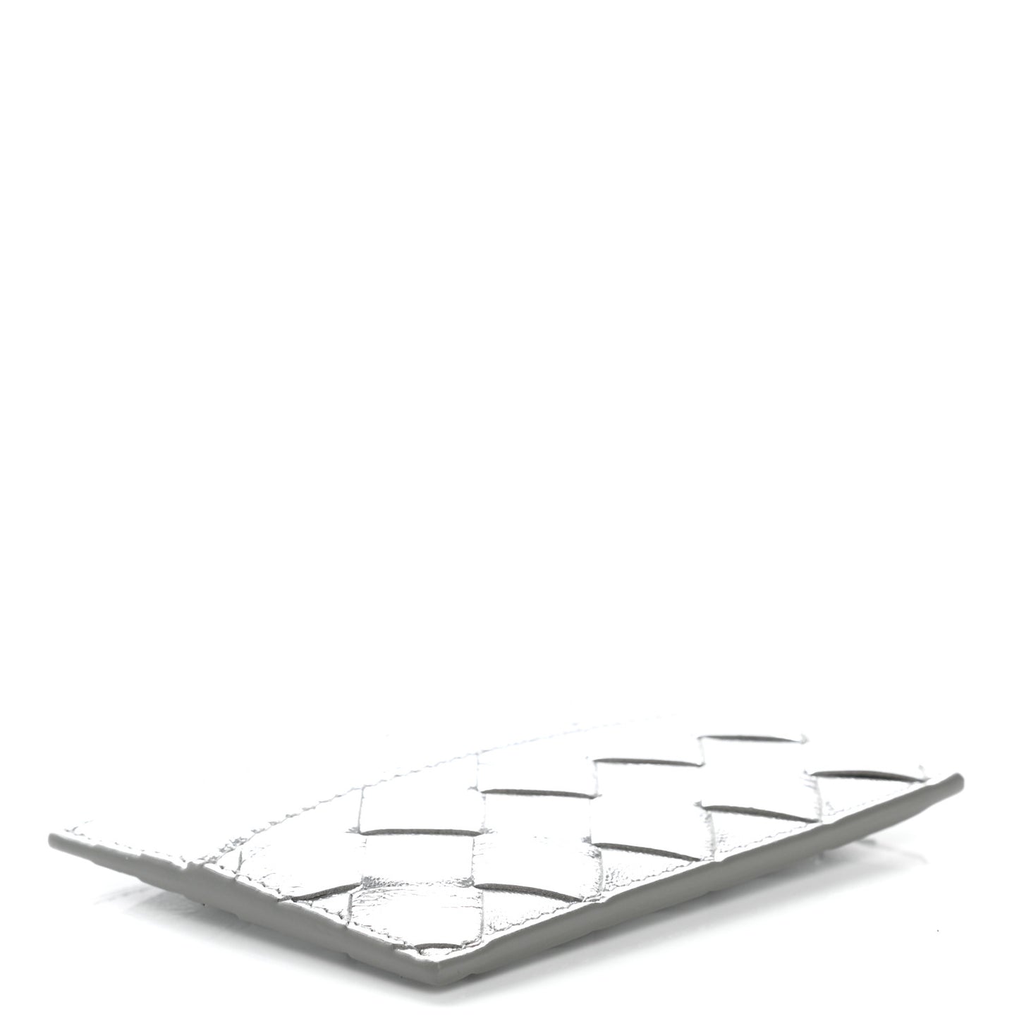 Metallic Nappa Intrecciato Card Holder Silver