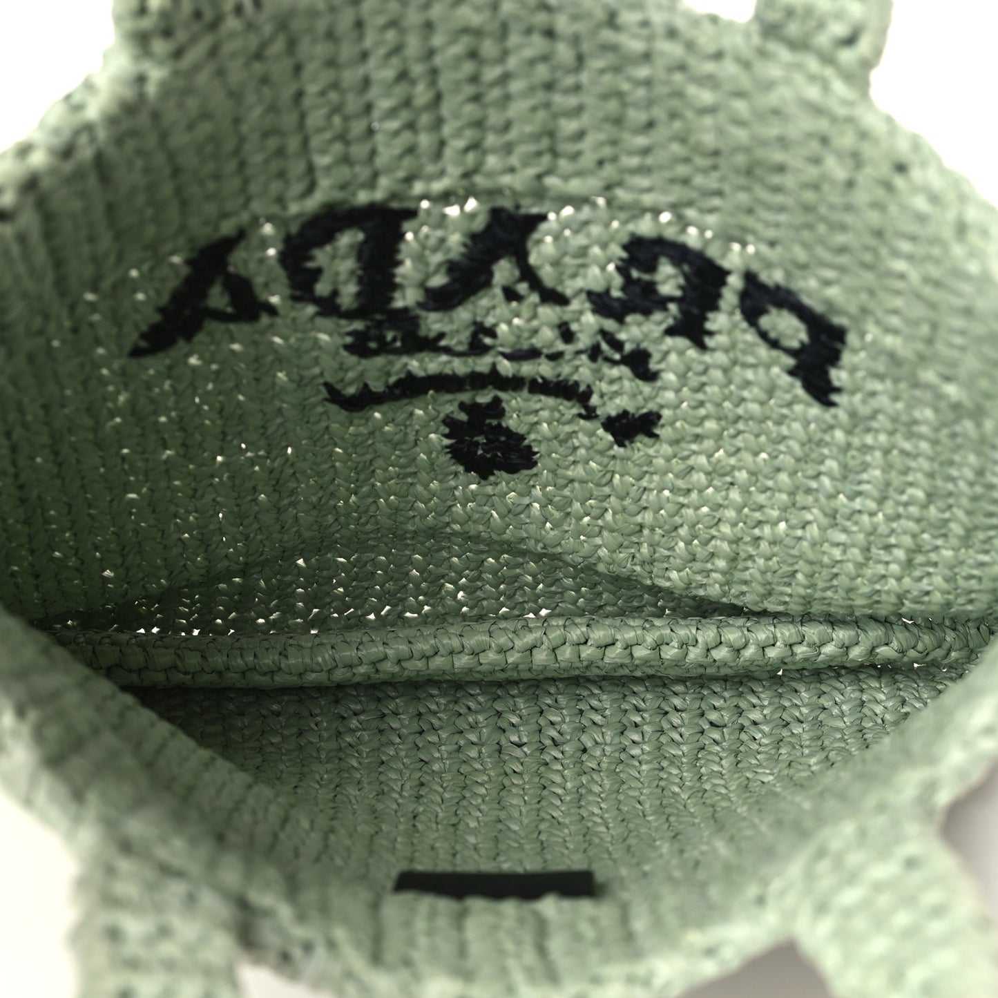 Yarn Raffia Effect Crochet Small Logo Tote Acqua