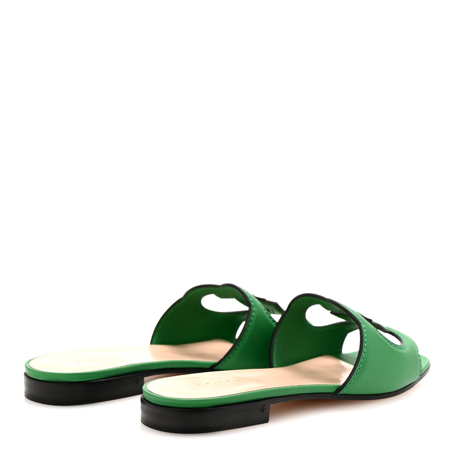 Gucci Cosmos Softy Calfskin Interlocking G Cut Out Slide Sandals 35 New Shamarock 5 of 9