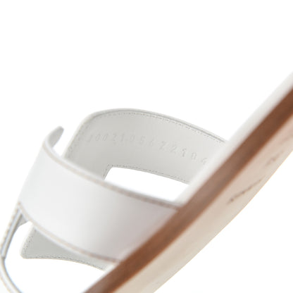 Hermes Box Calfskin Oran Sandals 36.5 White 8 of 16