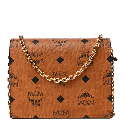 MCM Visetos Original Mini Chain Wallet Cognac 1 of 11