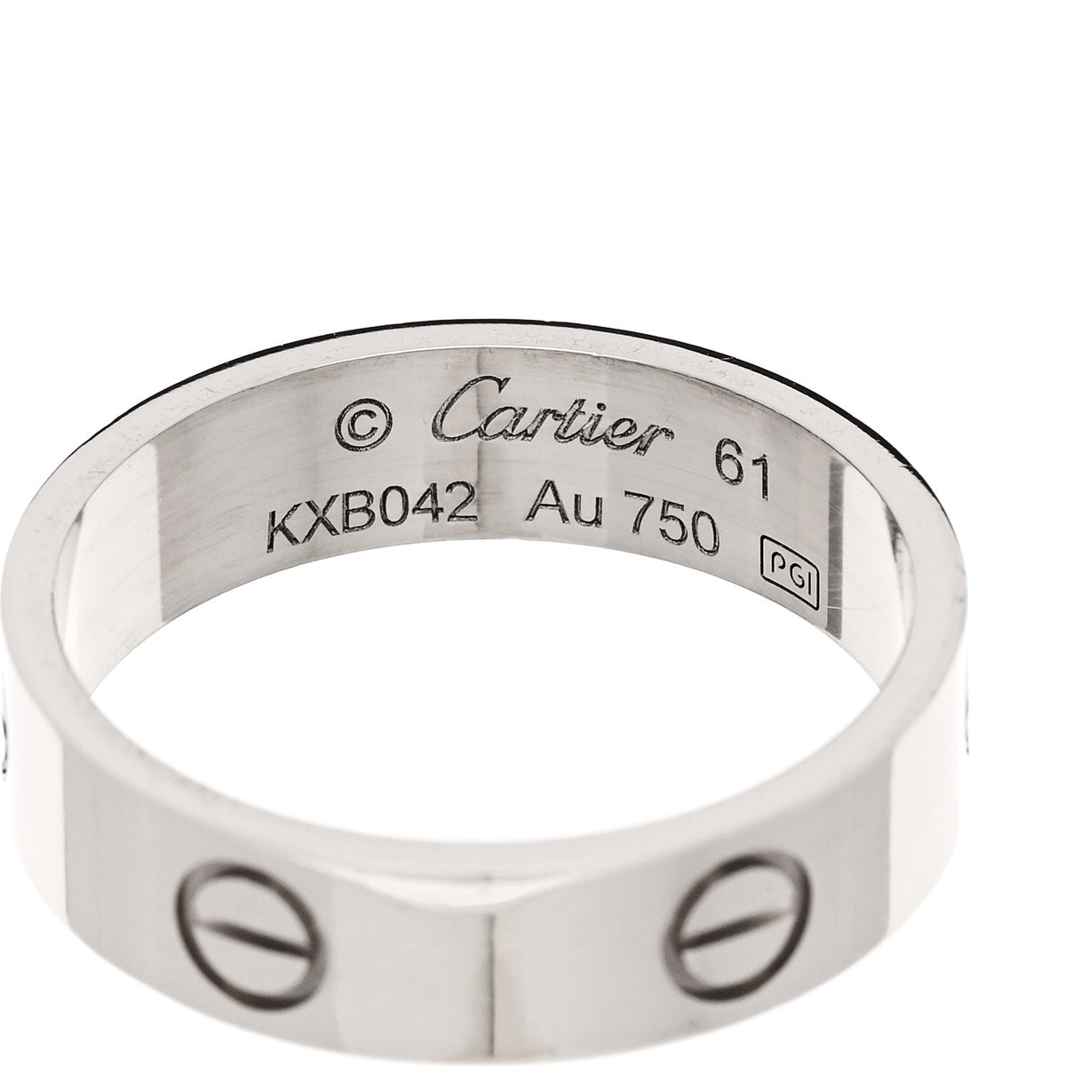 Cartier 18K White Gold 5.5mm LOVE Ring 61 9.75 4 of 5