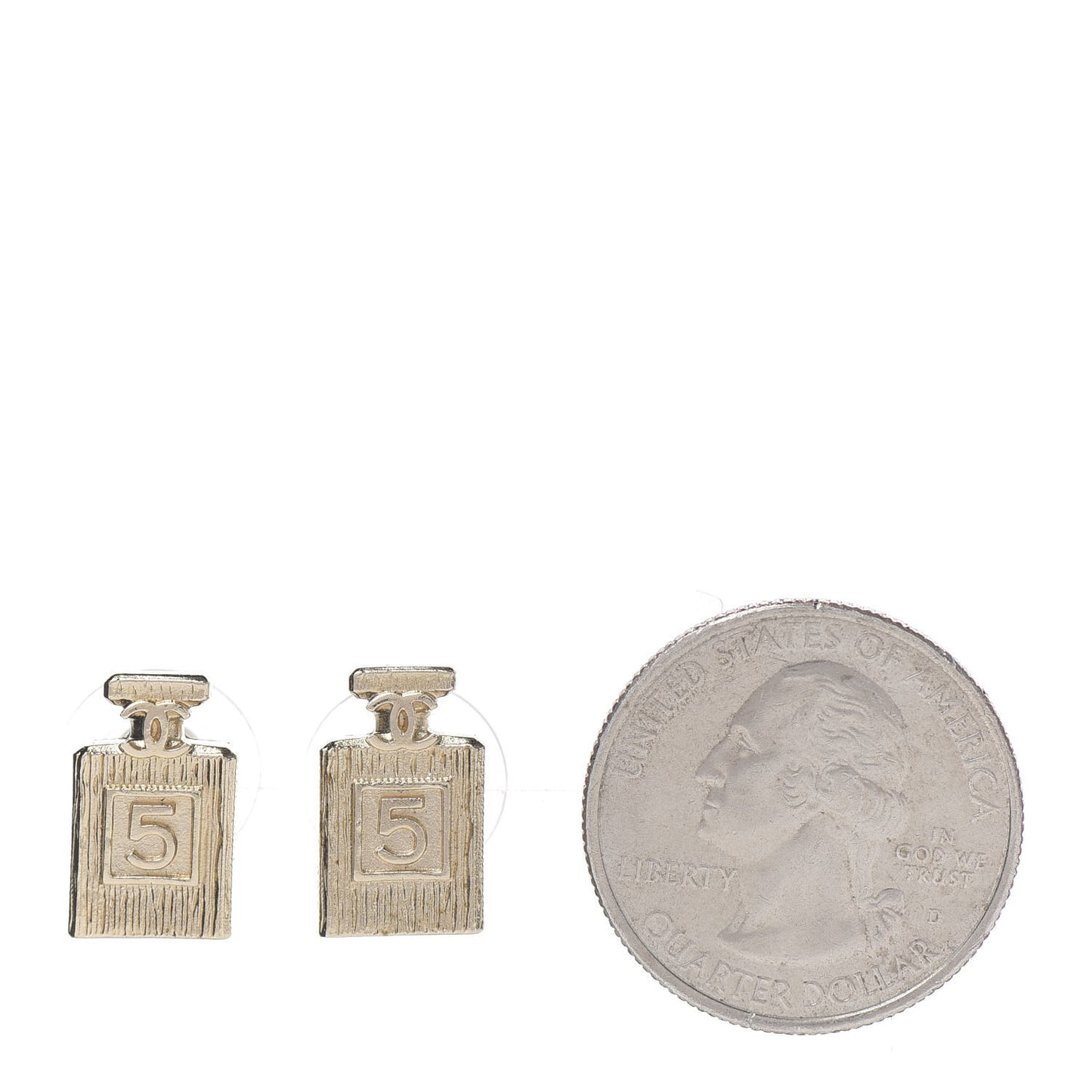 Coco No 5 Perfume Bottle Earrings Gold