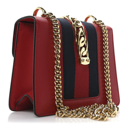 Gucci Calfskin Mini Sylvie Chain Shoulder Bag Hibiscus Red 3 of 10