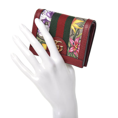 Gucci GG Supreme Monogram Flora Web Ophidia Card Case Red 2 of 6