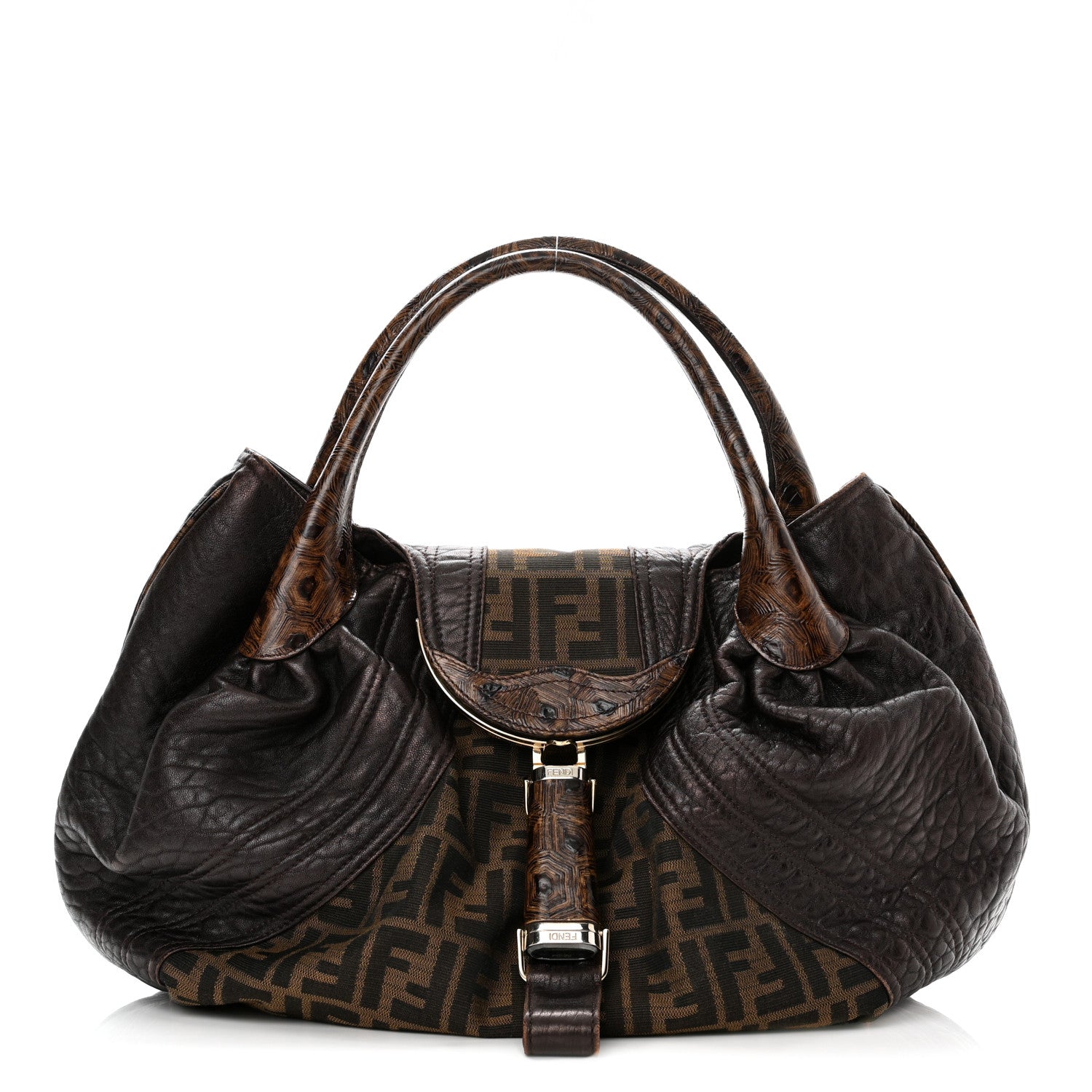 Fendi Zucca Nappa Nuvolata Vitello Tortuga Spy Tobacco Moro 1 of 10