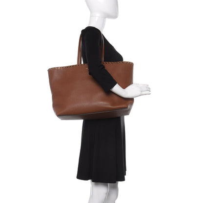 Valentino Garavani Grained Calfskin Rockstud Shoulder Tote Bright Cognac 2 of 14