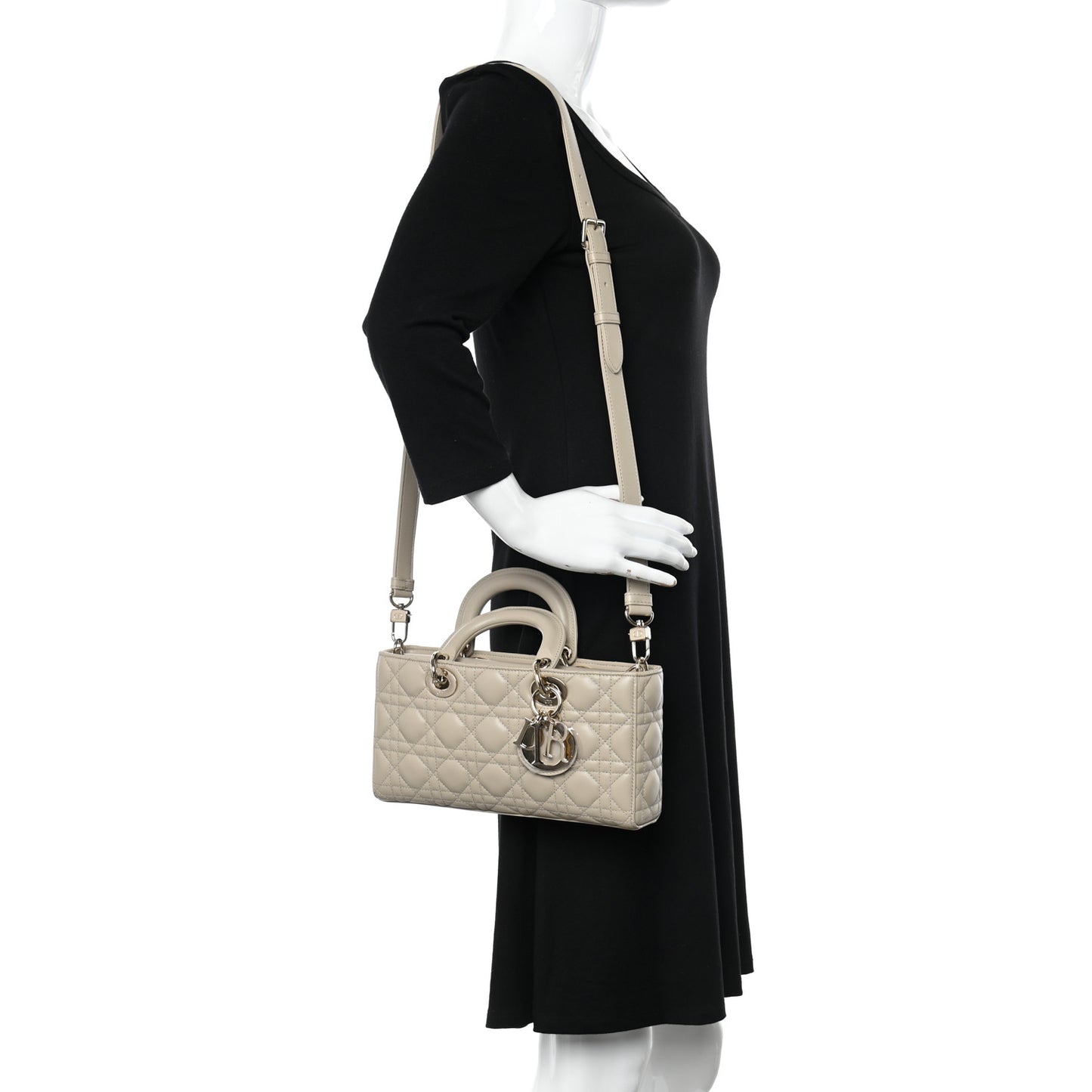 Lambskin Cannage Medium Lady D-Joy Sand